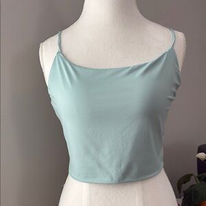 Fashion Nova Aqua/blue Sleeveless Crop Camisole, Size Large